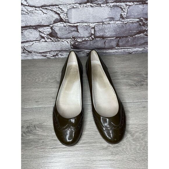 Calzoleria Toscana Brown Patent Leather Wingtip Ballet Flats Women Sz 41EU/10.5M - Picture 16 of 16